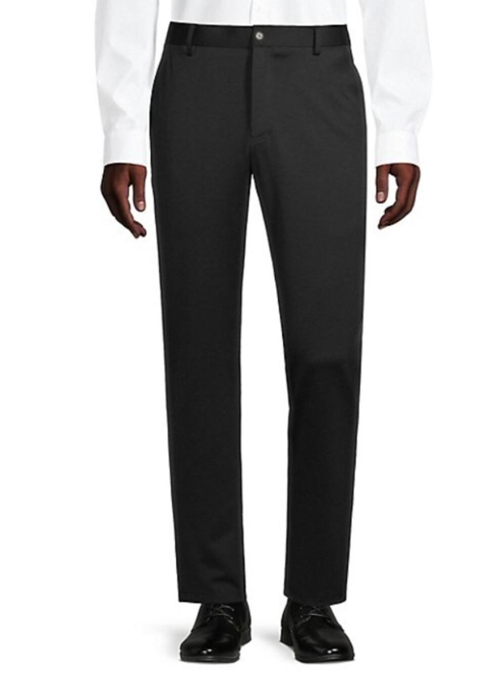 ZNT18 Men's Stretch Knit Slim Fit Dress Pants 35x31 Black Flat Front NWOT